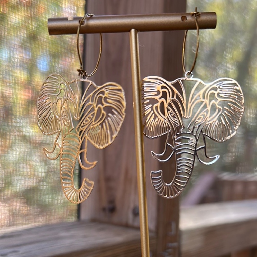 Gold elephant earrings